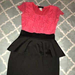 Casual dress pink and black business dress